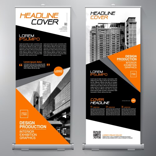 Roll Up Banner Stand Template Vector Image