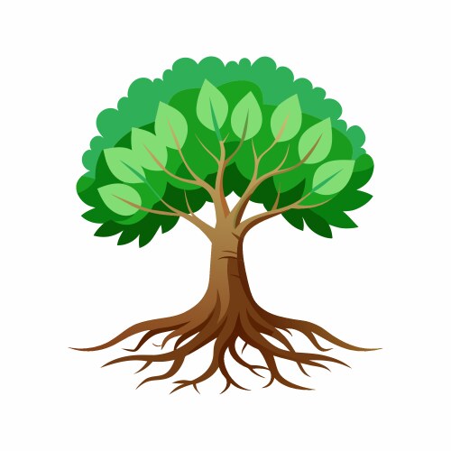 Tree with roots Royalty Free Vector Image - VectorStock