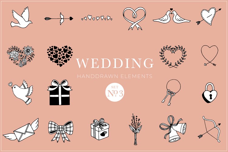 Wedding handdrawn elements set – Royalty-Free Vector | VectorStock