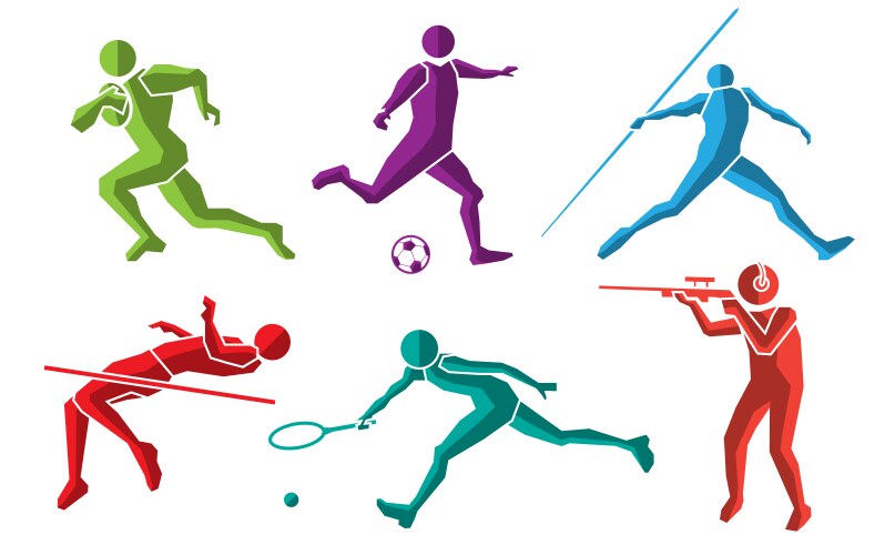 Colorful sport flat icon set 01 vector image