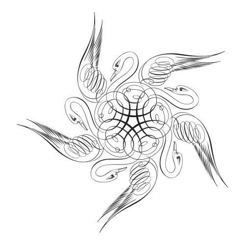 Mandala swirl seamless background black line Vector Image