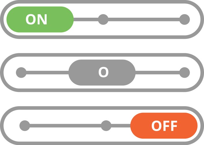 on off slider button color user interface element vector