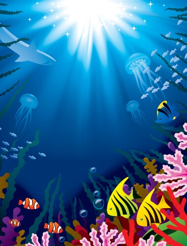 Underwater scene with tropical coral reef Vector Image