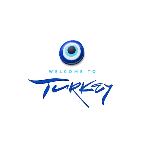 A logo for turkey with blue evil eye turkish Vector Image
