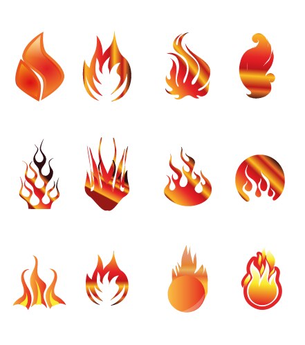 fire icons set vector image