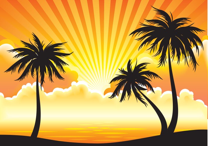 Sunset background on beach Royalty Free Vector Image