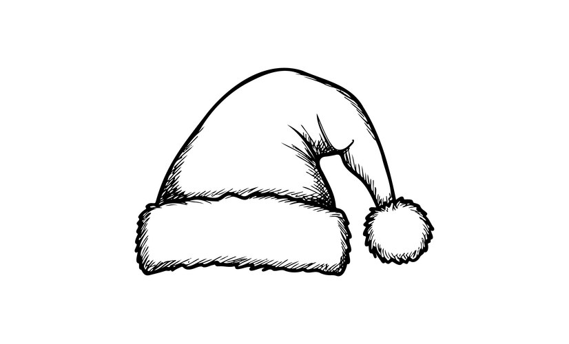 Fluffy Santa Hat Sketch Vector Image
