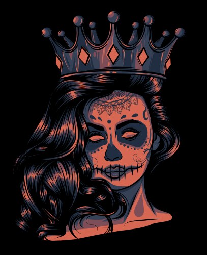 Skull girl with a crown Vector Image
