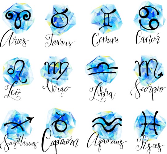 Zodiac Symbols on Gems Vector Image