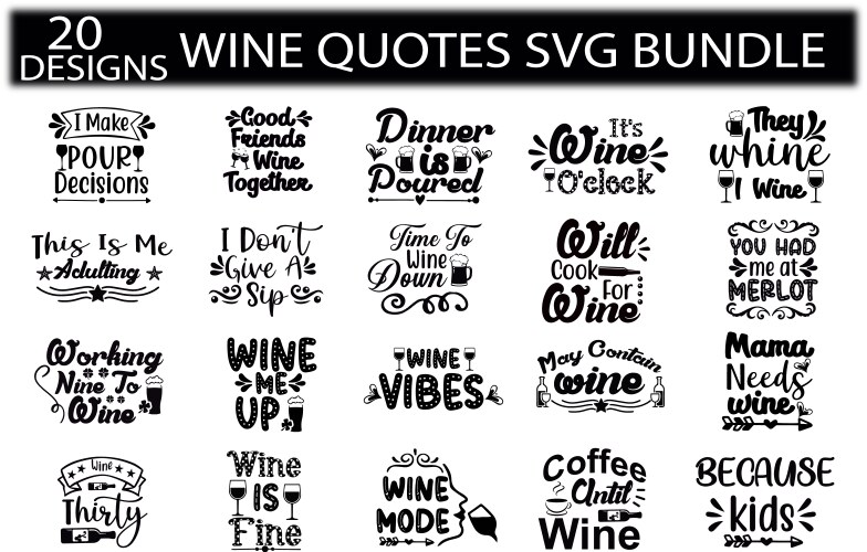 Wine quotes svg bundle Vector Image