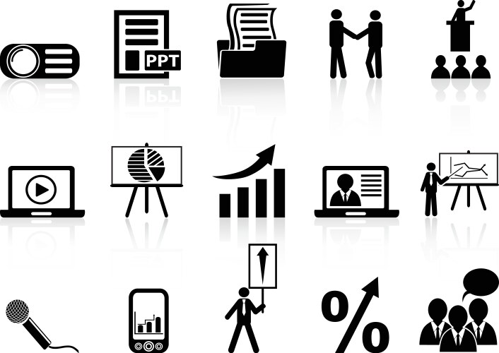 business presentation icons set vector image