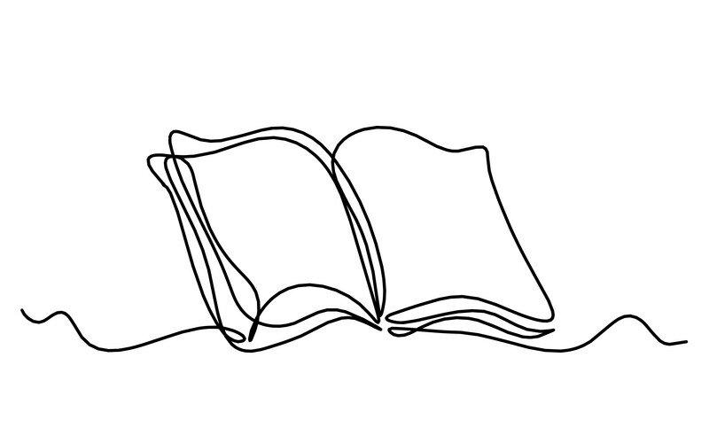 Abstract open book as line drawing on white Vector Image