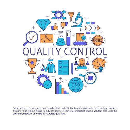 Quality control round banner with place for text vector image