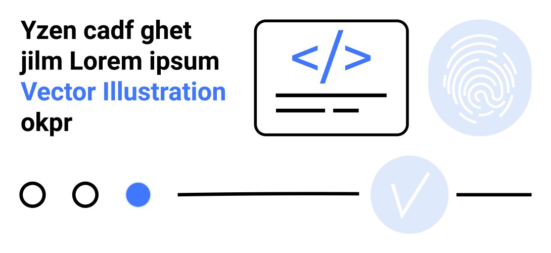 Tech elements - code block fingerprint checklist vector image