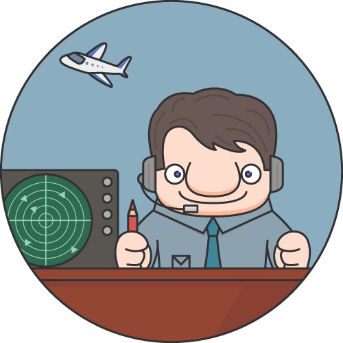 Air traffic controller and radar vector image