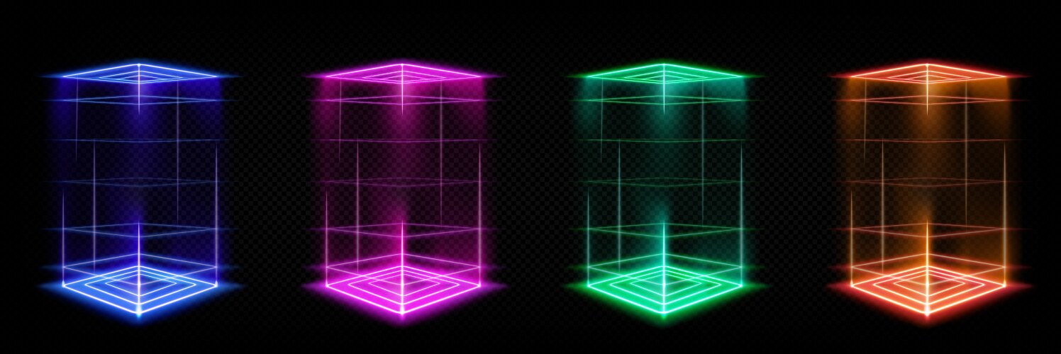 square hologram portals with color light effect vector image vector image