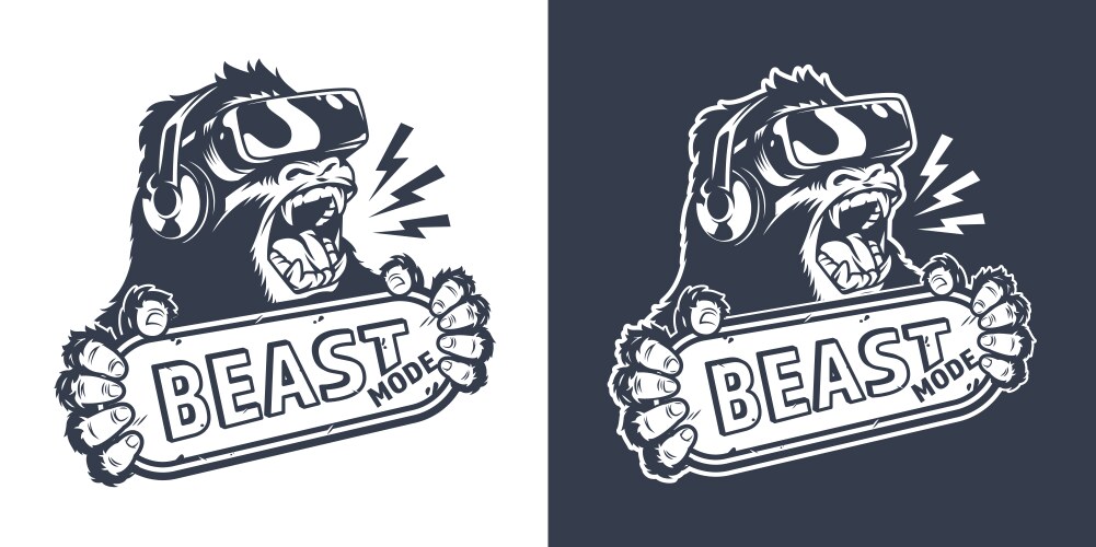 Beast Mode Gorilla VR Logo Vector Image