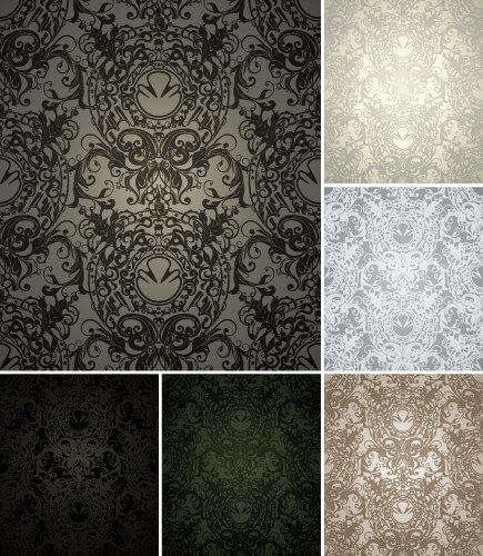 Seamless wallpaper pattern set of six colors Vector Image