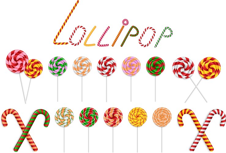 Lollipop and candy cane collection Vector Image