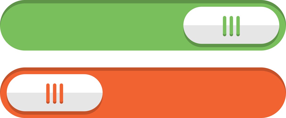 Green and orange slider button material design vector image