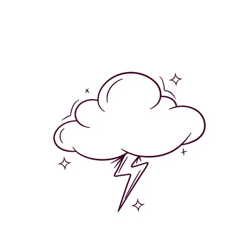 Hand drawn cloud with lightning doodle sketch Vector Image