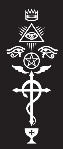 Serpent Cross & Illuminati Symbols Vector Image