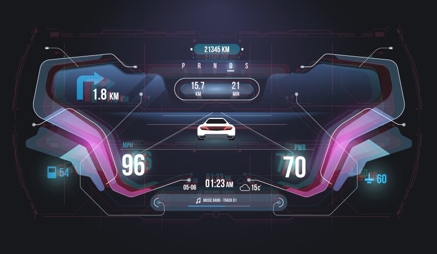 Speed hud kilometer performance indicators vector image