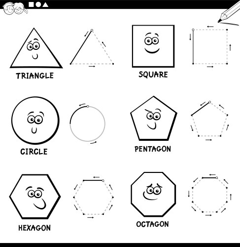 draw basic geometric shapes color book vector