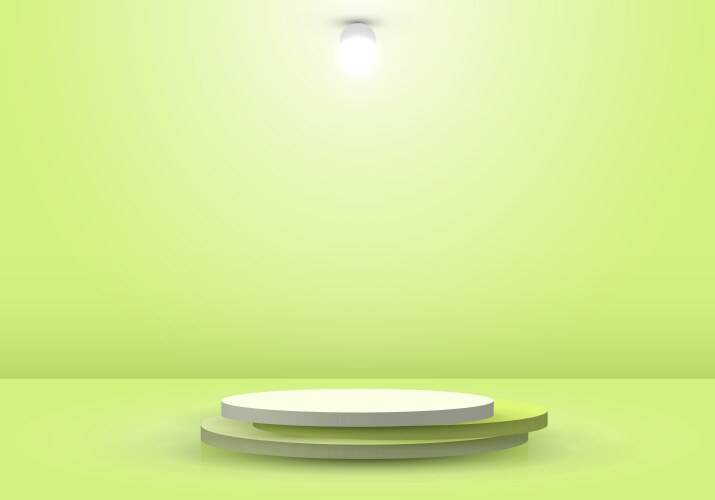 3d realistic green podium or pedestal with circle vector image