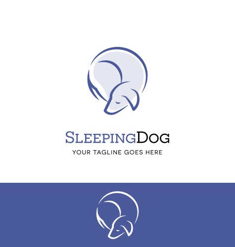 curled up dog logo for pet services business vector