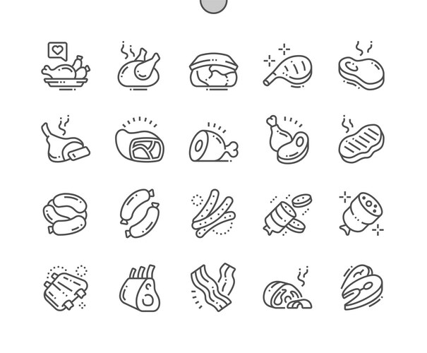 Meat & Seafood Cut Icon Set Royalty Free Vector Image