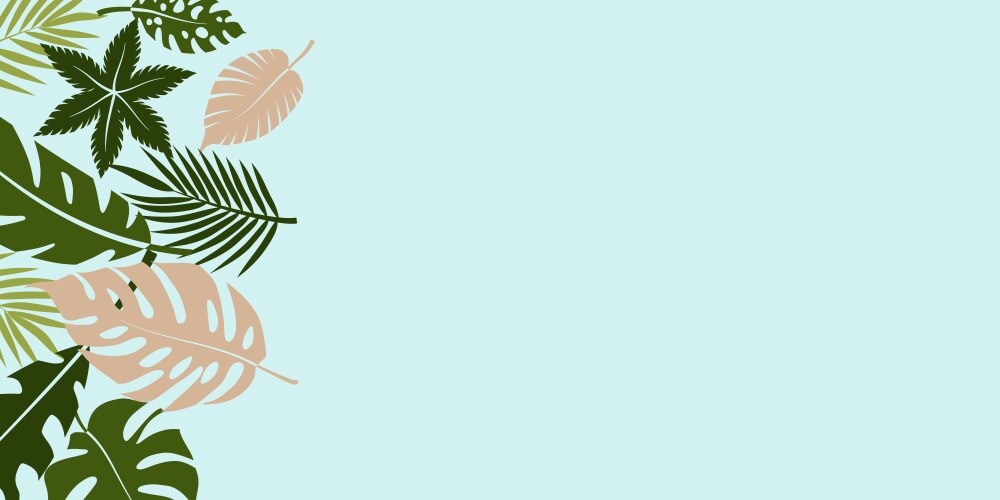 Tropical leaves in green and beige tones Vector Image