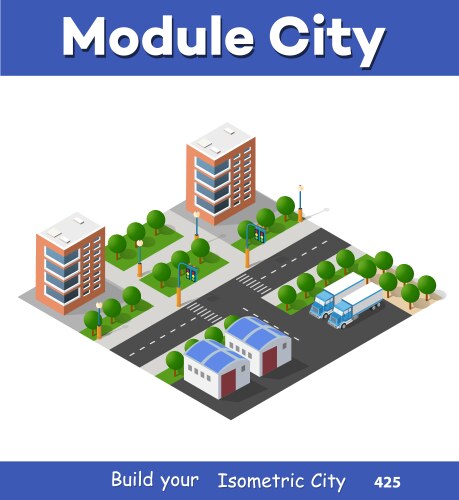Smart city isometric composition Royalty Free Vector Image