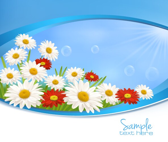 Spring nature background with green grass flowers Vector Image