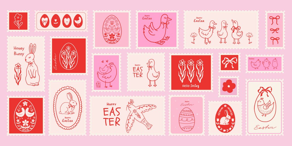 Easter Postage Stamp Stickers – Royalty-Free Vector | VectorStock