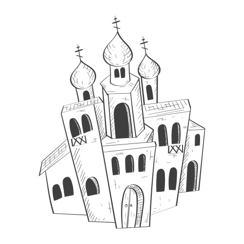 Hand Drawn Orthodox Church Sketch Vector Image