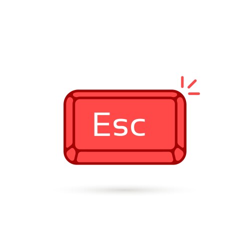 Simple red esc key or escape button vector image