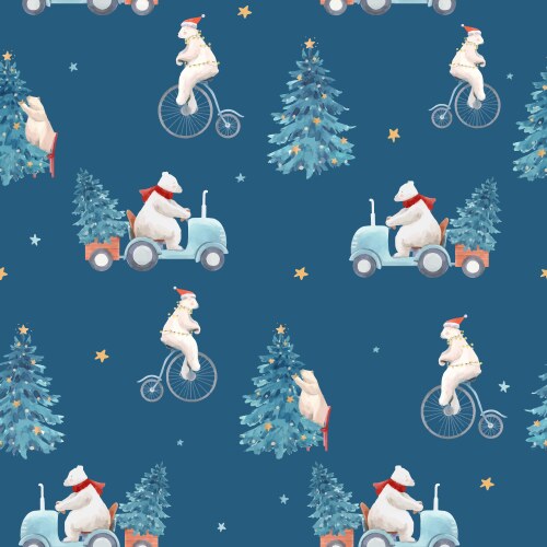 Scandinavian seamless pattern bear and fox Vector Image