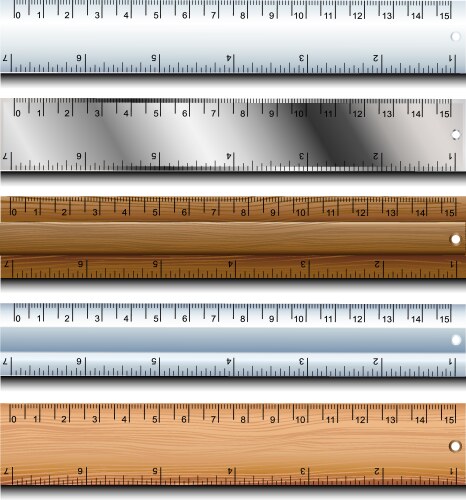 Wooden ruler instruments on a white background Vector Image
