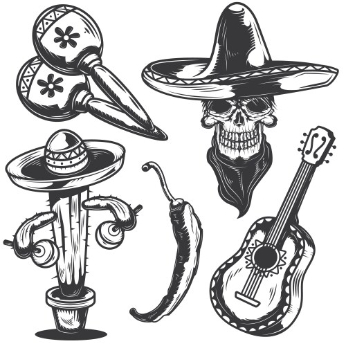 Mexican elements for creating your own badges Vector Image