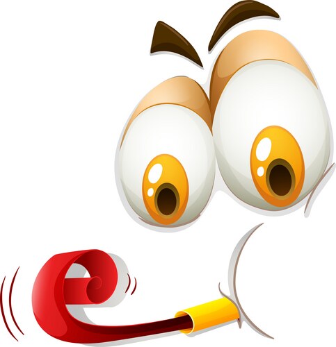 Facial expression with blowing toy Vector Image