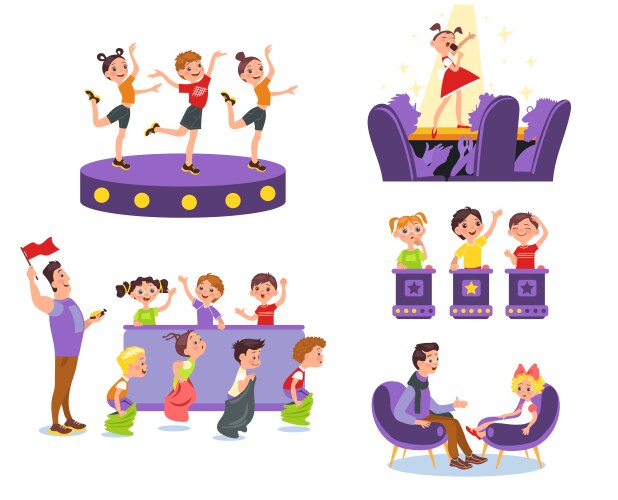 Kids tv show erudition quiz and talent vector image