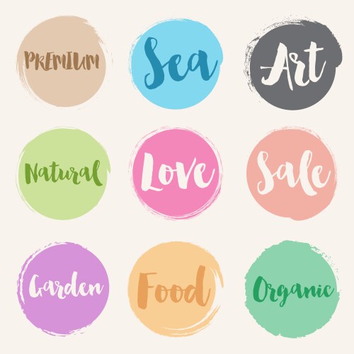 set of water colour style label vector image