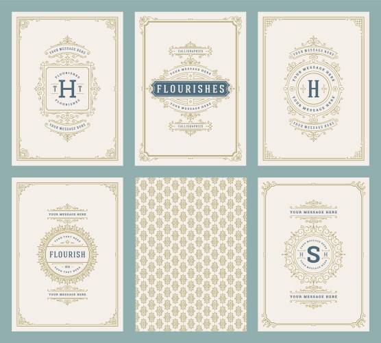 Vintage Flourish Ornament Set Vector Image
