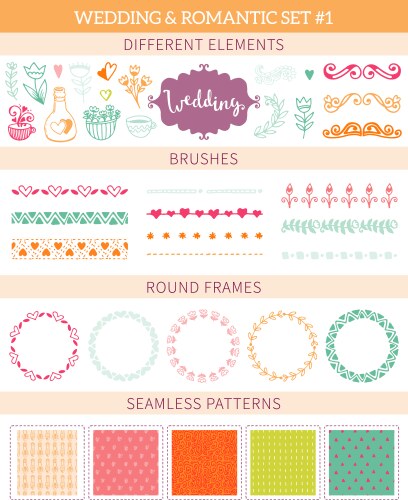 Scrapbook design elements - vintage wedding set Vector Image