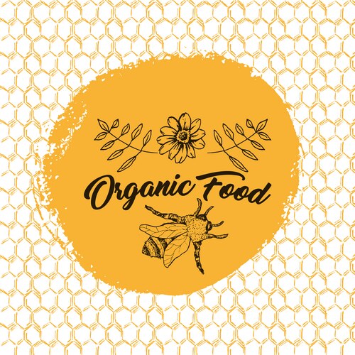 Honeybee Sketch with Honeycomb Vector Image