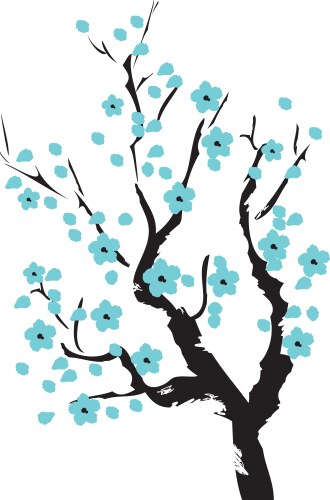 Cherry blossom branch of tree with flying petals Vector Image