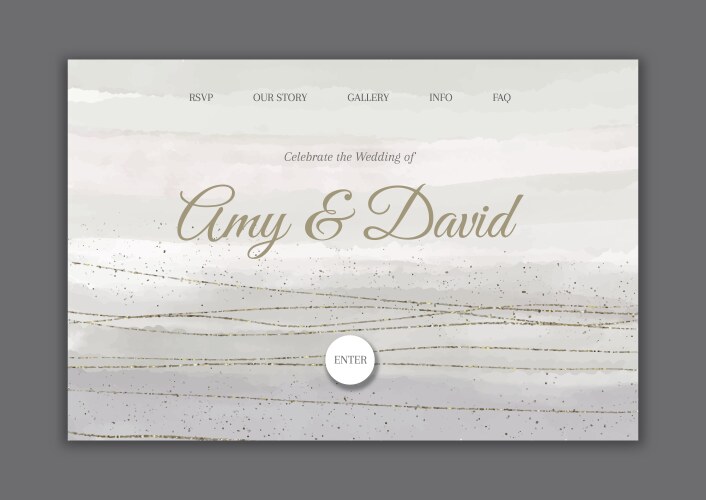 minimal hand painted wedding landing page vector image