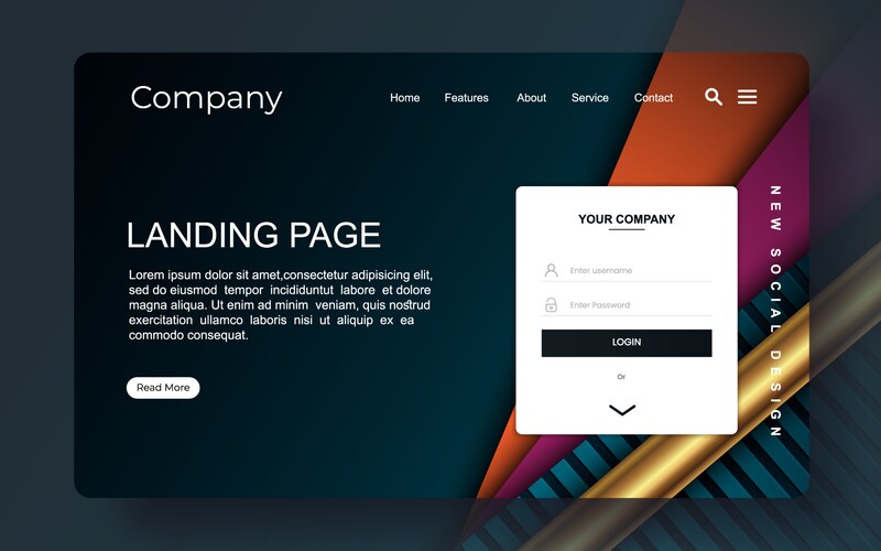 Geometric landing page with abstract background Vector Image