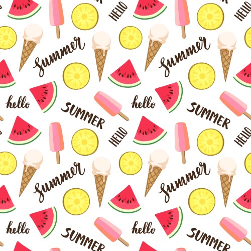 Summer red pink and yellow watermelons seamless Vector Image